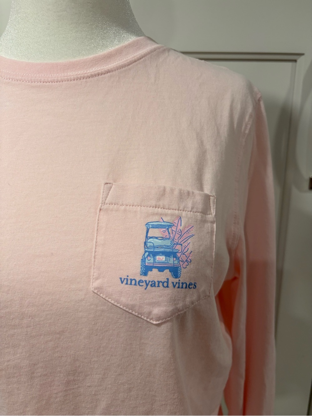 Vineyard Vines Light Pink Long-Sleeve Pocket Tee With Golf Cart - Picture 2 of 5
